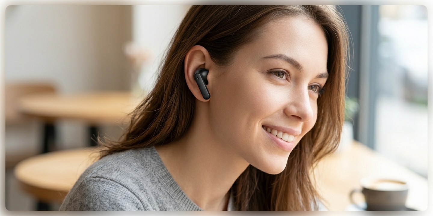 Auriculares D03 en uso